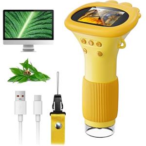 SGAINUL Microscopio per Bambini, SGAINUL Microscopio Digitale da 2.0'' Microscope Elettronico Portatile 1000X con 8 luci LED Regolabili, Adatto come regalo di Natale, Compleanno o Capodannodai 3 agli 8 anni
