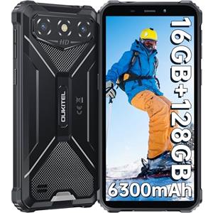 OUKITEL G3 Rugged Smartphone - 2025, 16GB+128GB/1TB Telefono Indistruttibile, 6" HD Display 6300mAh 13MP Cam IP68/IP69K Corning Glass 5 Cellulare Robusto, OTG/GPS/4G Dual SIM/Face ID/3.5mm jack, Nero