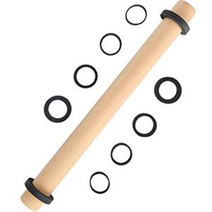 Folksy Super Kitchen Super Kitchen Mattarello in Legno di Faggio con Anelli Removibili in Silicone 5 Misure, Accessorio per Biscotti, Pasta, Pizze, Torte (45cm)
