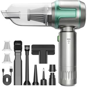 KITBEZN Aspirapolvere Auto, 26000Pa Aspirapolvere Portatile Senza Fili, 220000 U/min Mini Aspirabriciole Potente con Motore Brushless, 4 in 1 Aspirapolvere Portatile per Auto, Casa, Cucina(Verde)