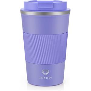 CS COSDDI Tazza da Caffè da Viaggio Isolata - Coperchio a Tenuta Stagna, Riutilizzabile, per Auto - Acciaio Inox, per Acqua e Tè