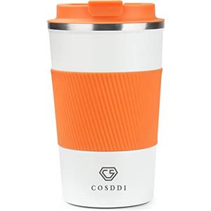 CS COSDDI Tazza Termica da Viaggio per Caffè, Tazza da Viaggio in Acciaio Inossidabile con Coperchio a Prova di Perdite - 380 ml