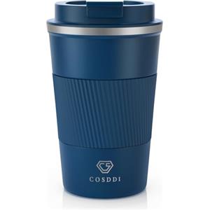 CS COSDDI Tazza termica - Tazza isolante, Travel Mug in acciaio inossidabile, 13oz/380ml tazza da viaggio sottovuoto a prova di perdite con coperchio