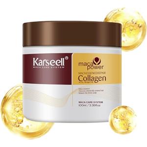 Karseell Collagene Maschera Capelli 100ml, Maca Essenza Olio di Argan Riparazione Profonda Maschera Capelli per Capelli Secchi Danneggiati Tutti i Tipi di Capelli
