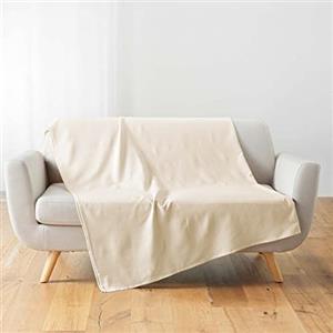 Douceur d'Intérieur Lucile - Coperta in policotone naturale, 180 x 220 cm