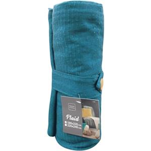 Douceur d'Intérieur, Plaid (180 x 220 cm) Lucile Blu, Policotone tinta unita