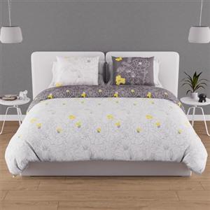 Soleil d'ocre Lisa, Impostare, Coperchio di Consolatore, Cotone, Grigio, 220 X 240 cm