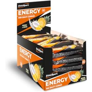 EthicSport - Barretta energetica - Confezione da 25 x 35 g - Gusto: Ananas - Cocco - Fornisce energia velocemente e per lungo tempo