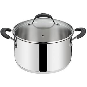 Lagostina Casseruola Fonda 20 cm in Acciaio Inox con Coperchio in Vetro e Maniglie Antiscivolo