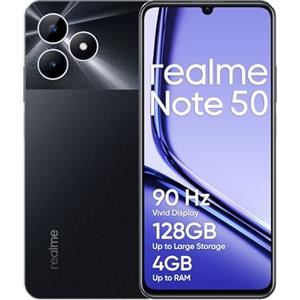 realme Note 50 Smartphone 4+128GB, Display da 90 Hz, Fino a 8GB di RAM dinamica + 128GB di ROM, Fotocamera AI da 13MP, Corpo sottile 7,99mm, Batteria di lunga durata da 5.000mAh, black(no adapter)