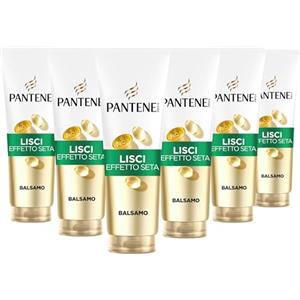 Pantene Pro-V Lisci Effetto Seta Balsamo 6x230ml per Capelli Crespi e Opachi, Balsamo Quotidiano, Con Vitamina B5 e Miscela di Nutrienti, Senza Olio Minerale e Coloranti, Tecnologia Active Nutri-Plex