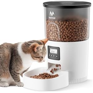 IMIPAW Distributore Automatico Cibo Gatti - 3L Dispenser Cibo Gatti con Timer Programmabile, 1-6 Pasti al Giorno, per Animali Di Piccola e Media Taglia