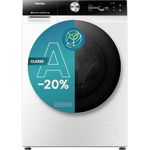 Hisense WF7S1247BW Lavatrice a Carica Frontale 12 Kg, Classe A-20%, 1400 rpm, 20 Programmi, Super Lavaggio AI, Autodose, Connectivity, Vapore, Display Touch, Programma Rapido, Child lock
