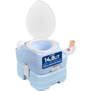 SereneLife WC Portatile da Campeggio da 15 Litri, WC 120 Scarichi, A Prova di Perdite, Materiale PE Durevole, Serbatoio Rimovibile con Spruzzatore e Supporto Telefono