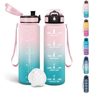 Motswedi Borraccia Bambini, 500ml Senza BPA, Borraccia Motivazionale, a Prova di Perdite, Borracce, Bottiglia Acqua, Riutilizzabile, Borracce Bambini, per Scuola, Yoga, Palestra, Sport - Rosa&ciano
