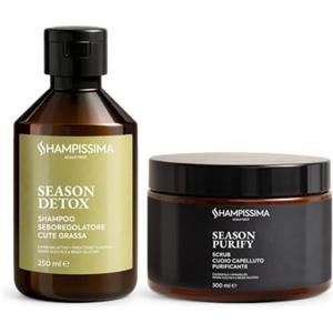 Shampissima Professional, Shampoo Capelli Grassi Professionale 250 ml + Scrub Cuoio Capelluto al Sale Marino 300 ml - Trattamento Seboregolatore & Purificante