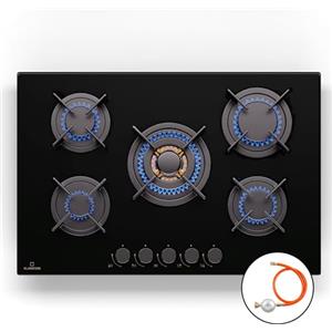 Klarstein Piano Cottura 5 Fuochi Gas, Piano Cottura a Gas Integrato 10400W, Piano Cottura 5 Fuochi Gas Incasso in Acciao Inox, Piano Cottura 5 Fuochi Gas per Wok, Piano Cottura a Gas 5 Fuochi