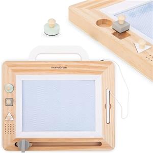Mamabrum Lavagna per Bambini con Timbri in Legno - Giochi Bambini 3 Anni per Imparare a Scrivere e Disegnare - Tavolo Magnetico Educativo con Stilo di Sicurezza