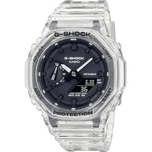 Casio Orologio Quarzo Uomo, misura cassa 48.00mm con quadrante Nero Digitale e cinturino Chiaro in Plastic/Resin Bracelet GA-2100SKE-7AER