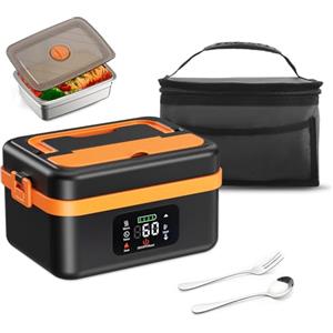 Jradse Scaldavivande a Batteria Ricaricabile, 1L Scalda Vivande a Batteria Ricaricabile, 16000 mAh , Scaldavivande Portatile con Stoviglie e Sacchetto Isolato per Ufficio, Picnic, Auto e uso All'aperto