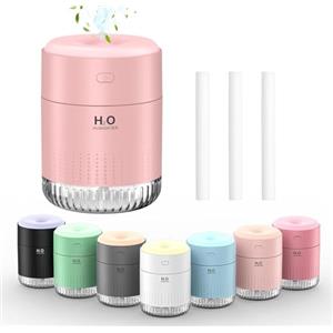 KARFUN Mini Umidificatore Ambiente, Umidificatore Portatile con Nebbia Colorata a 7 Colori, Diffusore da Tavolo Silenzioso per Camera da Letto, Bambini, Ufficio o Auto (ROSA)