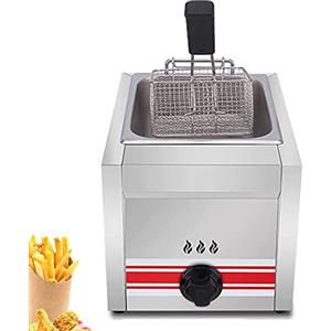 PGKTKCWH Friggitrice a Gas GPL Professionale, friggitrice Commerciale in Acciaio Inossidabile con cestelli e coperchi per friggitrice, per Cucina Domestica di ristoranti Commerciali, monoci