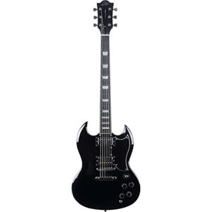 EKO GUITARS - Chitarra Elettrica DV-300, Corpo Pioppo, Manico Acero, Tastiera Laurel, 2 Humbucker, Ponte Tune‑O‑Matic, 22 Tasti, Stile SG, Colore Nero