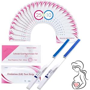 nailgeler 25 Test Ovulazione + 10 Test Gravidanza, Test di Ovulazione e Gravidanza, Monitoraggio Attendibile del Ciclo e del Periodo Fertile, Bastoncini Sensibili Predittivi di Fertilità (25 LH +10 HCG)