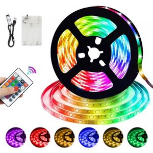 Artrastar Striscia LED 5M Con Nastro Adesivo Batterie USB RGB Fancy 5050 Dimmerabile Con Telecomando 16 Colori Per Ambilight TV Retroilluminazione Festa Bar PC