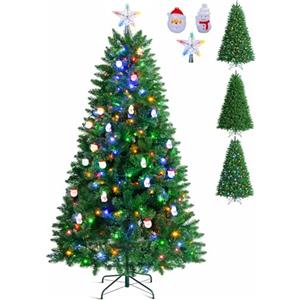 SINCHEREU Albero di Natale Pre-Illuminato, Artificiale Albero di 6ft con 350 Luci Incorporate, 9 Modalità Luce, 1400 Rami Folti in PVC, Decorazione Natalizia con Supporto in Metallo