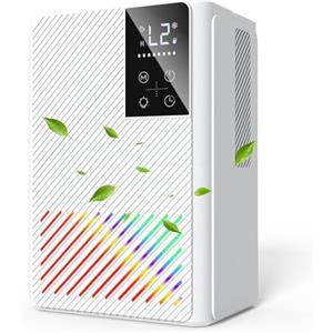 Tiptop Home Deumidificatore 2500ML, Deumidificatore Ambiente Casa Muffa, Deumidificatore Silenzioso Deumidificatori con Comandi Touch, Luci a 7 Colori, Timer, Spegnimento Automatico, Dehumidifier per Casa Bagno