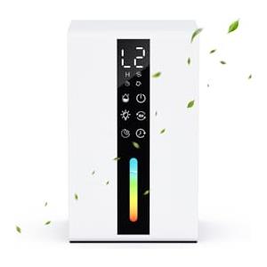 CURVAOP Deumidificatore Casa con 1800ml, Deumidificatore Casa Muffa con Modalità di Umidità Alta e Bassa e Auto (≥50% RH), Spegnimento Automatico e Scongelamento, Timer 6/12/24/36/48H Ore, Luci a 7 Colori