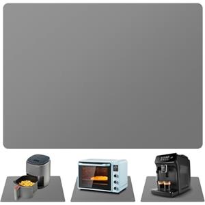 KitchenRaku Tappetino Lgnifugo Silicone per Bancone Cucina 60x40cm - Grande Senza Pieghe per Friggitrice ad Aria & Cucina, Protezione Bancone Anti-Scivolo Acquastatico (Grigio, 1mm)