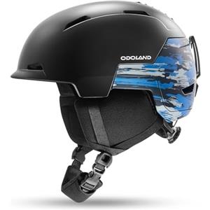 Odoland Casco da Sci Unisex, Casco da Snowboard per Uomo e Donna, Protezione Ottimale Ventilazione, Taglia Regolabile per Adulti Caschi per Snowboard e Sci Alpino, Blu Mimetico