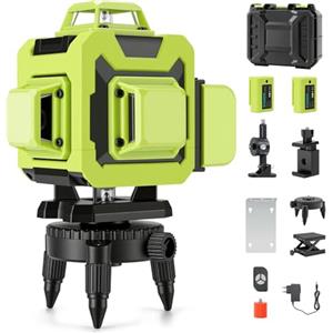 STANEW Livella Laser Autolivellante 360°x 4，Laser Livelli 4D 16 Linee Laser,Autolivellante,Modalità Pulsata Esterna,Telecomando, 2 Batterie, Base Magnetica, Treppiede da Cantiere Incluso