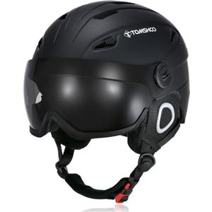 TOMSHOO Casco da Sci con Visiera, Caschi Sci Professionale con 14 Prese d'Aria Indipendenti, Fodera Rimovibile, Dimensione della Testa Regolabile per Sci Snowboard