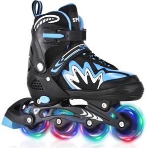 TOMSHOO Pattini a Rotelle, Pattini in Linea con 4 Misure Regolabili, Ruote LED, Diverse Misure, Pattini in Linea per Bambini