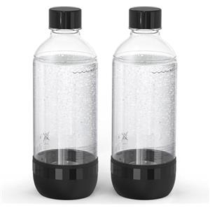 Mycket Bottiglie per la produzione di soda, bottiglie per carbonatazione, 1 l, riutilizzabili, in PET senza BPA, per macchina per soda, confezione da 2, nero