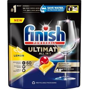 Finish, 60 Pastiglie per Lavastoviglie, Quantum Ultimate, 1 Confezione da 60 Pastiglie, Limone - 840 g