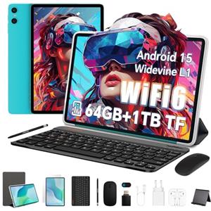 TECLAST P33 Tablet 10 Pollici Android 15,9GB RAM+64GB ROM(3TB TF),2GHz Octa-Core, Widevine L1/5GHz WiFi/Bluetooth 5.4/3.5mm Jack/Tablet con Tastiera+Custodia+Penna