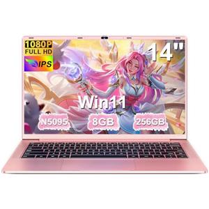 Ruzava Pc Portatile 14 Pollici Win11 Notebook Celeron N5095 Upto 2,9 GHz Notebook 8GB RAM 256GB SSD TF 1TB LPDDR4 5G WiFi 1920*1080 FHD USB 3.0 Laptop QWERTY Tastiera Film Italiana - Oro Corpo in Metallo3