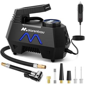 Motorenbau Compressore Aria Portatile 150 PSI, Gonfiatore per Pneumatici a 12 V CC con Manometro Digitale e Luce LED per Pneumatici di Auto, Moto e Biciclette-Blu