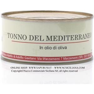 Tonno del Mediterraneo all'olio d'oliva latta gr 300 AD. GR 200