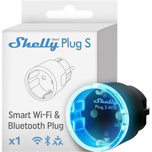 Shelly Plug S Gen3 Nero - Presa Intelligente Wi-Fi (Tipo F), Misurazione Consumi, 12A, 2500W, Matter, Nessun Hub Richiesto, Controllo da Remoto, Programmi Smart, Alexa, Google Home, Apple HomeKit
