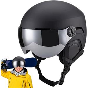 Gwtdtoad Casco da sci con visiera, casco da sci integrato, caldo e comodo, per sport invernali, sci invernale, snowboard e sci