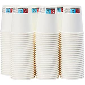 Amazon Basics Bicchieri di carta per bevande calde, polietilene, 207 ml, confezione da 150, Bianco