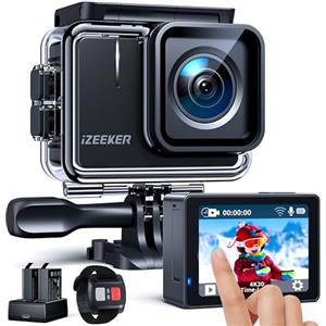 iZEEKER Action Cam 4K 20MP, Ultral Grandangolo 170° Videocamera Subacquea 40M Impermeabile, Vlog Fotocamera per Casco con Touchscreen, WIFI, EIS, Telecomando, 2 Batterie/Kit di Ricarica/Accessori