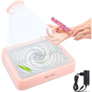 Azonelife Aspiratore Professionale per Unghie con Lampada USB, Potente e Silenzioso, Aspirapolvere per Manicure/Pedicure, Collettore Polvere per Nail Art, Casa e Salone, Rosa