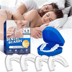 DWFEYOI 4 Pack Paradenti per Digrignare i Denti, Anti Bruxismo Protezione Denti Notturno, 2 misure Grondaia Dentale Antibruxismo, Migliora La Qualità Del Sonno,bite bruxismo,bite notturno,bite dentale