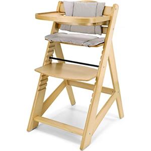 Moby-System Seggiolone in Legno Massello Ontano - Evolutivo da 0 a 12 Anni - 12 Livelli Altezza Regolabile - Completo di Vassoio Removibile, Cuscino e Cintura Sicurezza a 3 Punti